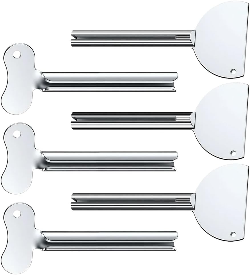 Runsgo Toothpaste Squeezer, Metal Tube Squeezer Key Stainless Steel Toothpaste Roller Tube Wringer for Paint, Cream, Cosmetic and Hair Dye (6 PCS)