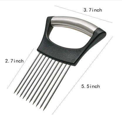 Stainless Steel Vegetable Slicer Holder for Onion Tomato and Avocado | Rust-Resistant Stainless Steel, Non-Slip Grip, Dishwasher Safe, for Even Slicing of Onions, Tomatoes, Avocados, and Eggs.