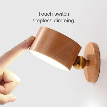 Wood Wall Sconce Cordless,Magnetic Wall Mounted(Sapele) | USB C Rechargeable, Dimming Night Light,for Bedside,Cabinet,Reading,Home Decor