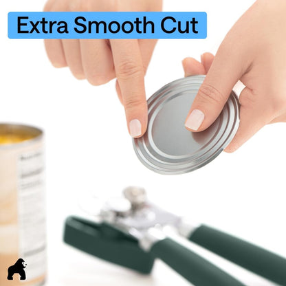 GORILLA GRIP Original Model Stainless Steel Smooth Edge Manual Can Opener and Bottle Openers, US Designed, Comfortable Handle, Oversized Handheld Turn Knob, Multifunctional Kitchen Tool, Gray