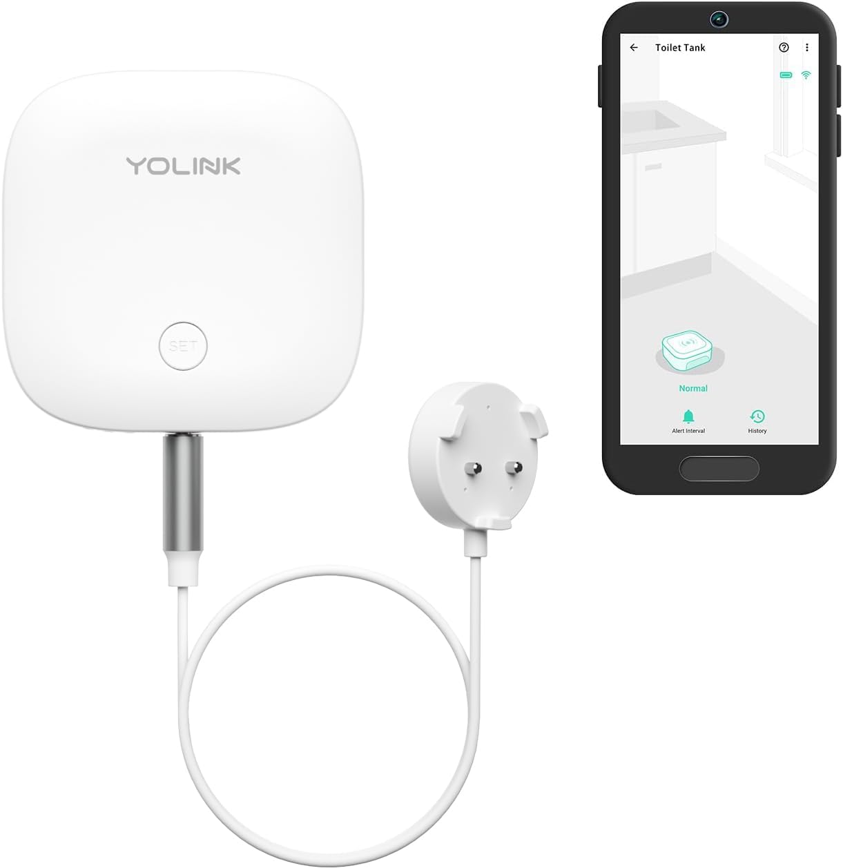 YoLink LoRa Smart Water Level Monitoring Sensor, Wireless Battery-Powered Float Switch Alarm, Sump Pump Alarm, AC Condensate Overflow, Tank Level, Toilet Leak Sensor, 105dB Siren, YoLink Hub Required
