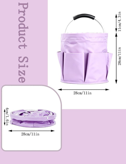 Cleaning Caddy with Handle, for Cleaning Supplies Organizer Bucket | Foldable Storage Tote with 6 Pockets,17L Large Capacity Basket for Household Organizer,Laundry Room,Bathroom & Home