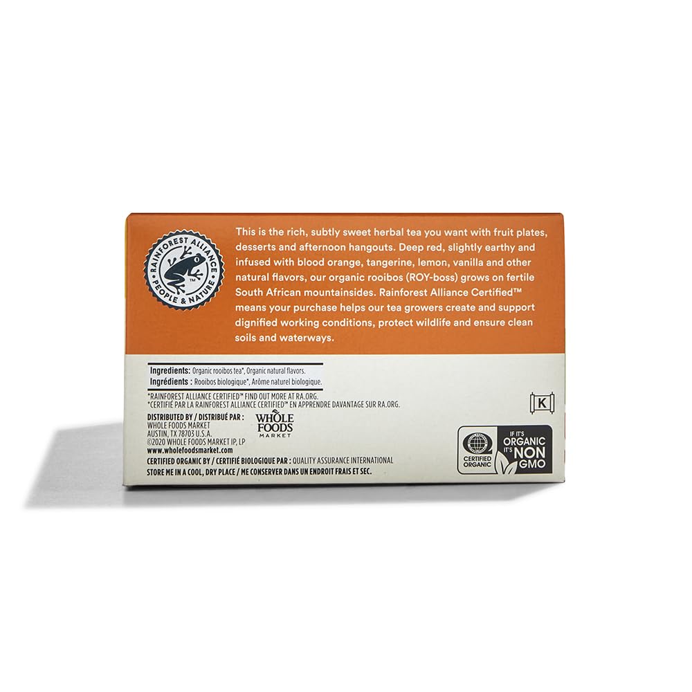 365 by Whole Foods Market, Organic Orange Vanilla Crème Rooibos Herbal Tea, Caffeine Free, 40 Count