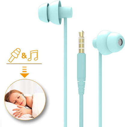 MAXROCK Sleep Earbuds,Ultra Soft Lightweight Sleep Earphones Headphones with Volume Control and Mic for Insomnia, Side Sleeper, Snoring, Air Travel, Meditation & Relaxation (Acid Blue)