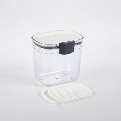 ProKeeper Mini Spice & Herb Storage Container – 1.5 Cups, Airtight, Clear Plastic for Baking Soda, Powder, and Snacks | Includes Removable Leveler and Sliding Dusting Screen, Ideal for Spices, Herbs, or Small Snacks, BPA-Free and Dishwasher Safe