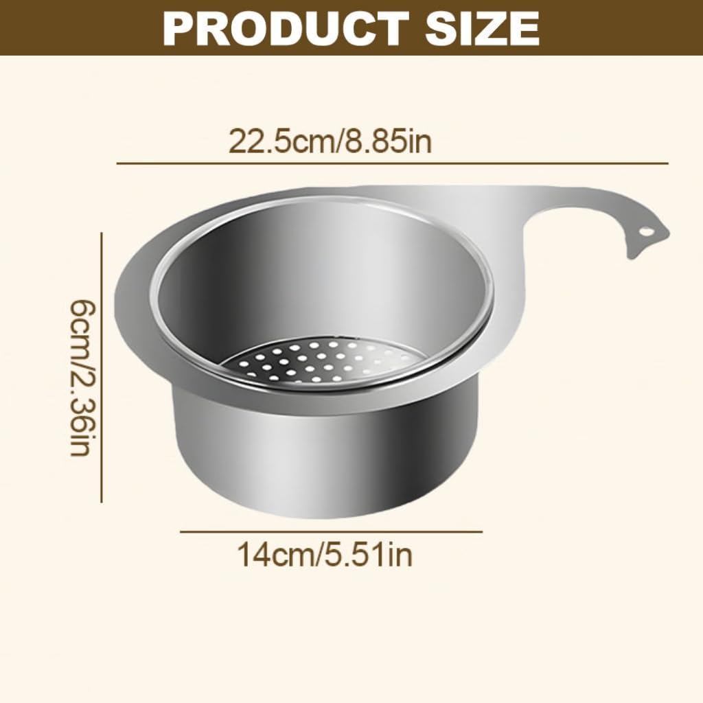 Drain Basket for Kitchen Sink, Stainless Steel Swan Sink Strainer Basket, Multifunction Hanging Sink Strainer Colander Drain Basket Quick Drain Kitchen Tools for Hanging Filter Basket Food Waste (1)
