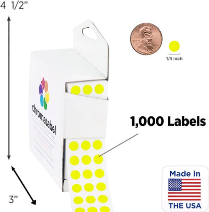 Dark Blue, Red & Yellow Dots, 1/4 Inch, 1000/Box Each Color | Writable Semi-Gloss Circle Labels in Dark Blue, Red and Yellow for Offices, Retail and Classrooms. Made in USA - Colors B