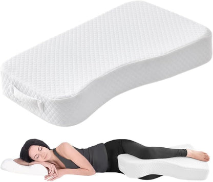 Leg Pillow for Side Sleepers, Memory Foam Knee Pillow for Side Sleeping, Leg Elevation Pillow for Hip/Back/Sciatica Pain Relief Helps Spine Alignment -15"x25" (Grey, M)