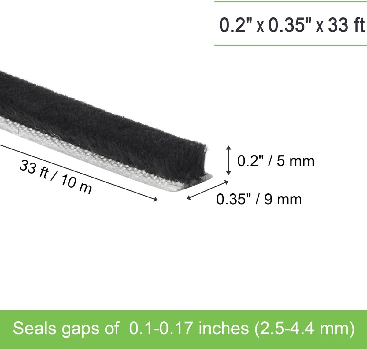 Self-Adhesive Weather Stripping Seal for Doors & Windows – Soundproof Insulation Gap Filler for Sliding, Exterior, Front, and Jamb Frames – 0.2" x 0.35" x 16.5 ft, Gray