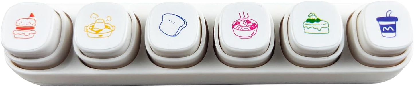 6-in-1 Pre Self-Inking Planner Stamp Set - Portable Emoticon Weather Themes Stamps with Storage Case for Bullet Journal, Scrapbooking, Travel, Daily Planning -100mm x 15mm (Quick-Dry Ink, 2pcs)