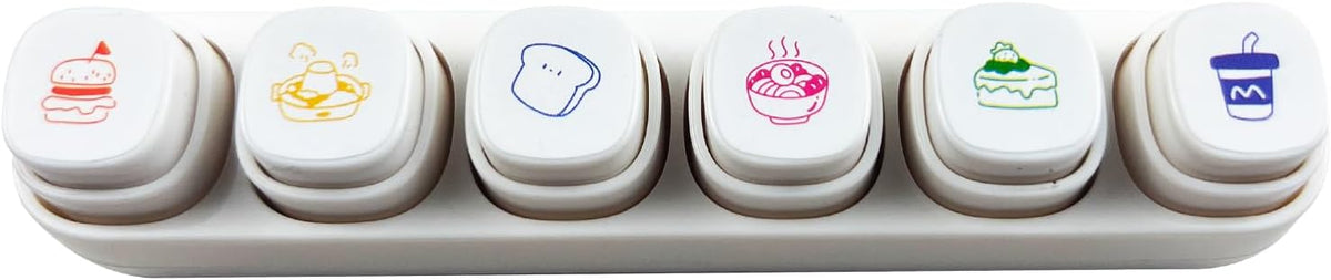 6-in-1 Pre Self-Inking Planner Stamp Set - Portable Emoticon Weather Themes Stamps with Storage Case for Bullet Journal, Scrapbooking, Travel, Daily Planning -100mm x 15mm (Quick-Dry Ink, 2pcs)