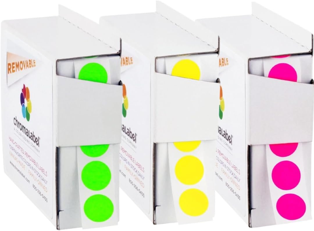 Removable Green Dot Stickers, 1/2 Inch, 1000/Box | Inventory Circle Labels with Removable Adhesive for Offices, Classrooms, Food Service, and Medical Settings. Made in USA