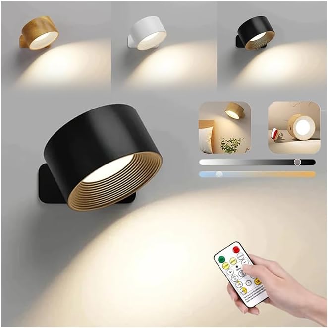 Lights, Sweden-Inspired Design Wall Mounted Light – Rechargeable Magnetic LED Wall Lamp with Soft Glow, Stick-On Wall Sconce for Bedroom Reading and Modern Home Lighting (Wood)
