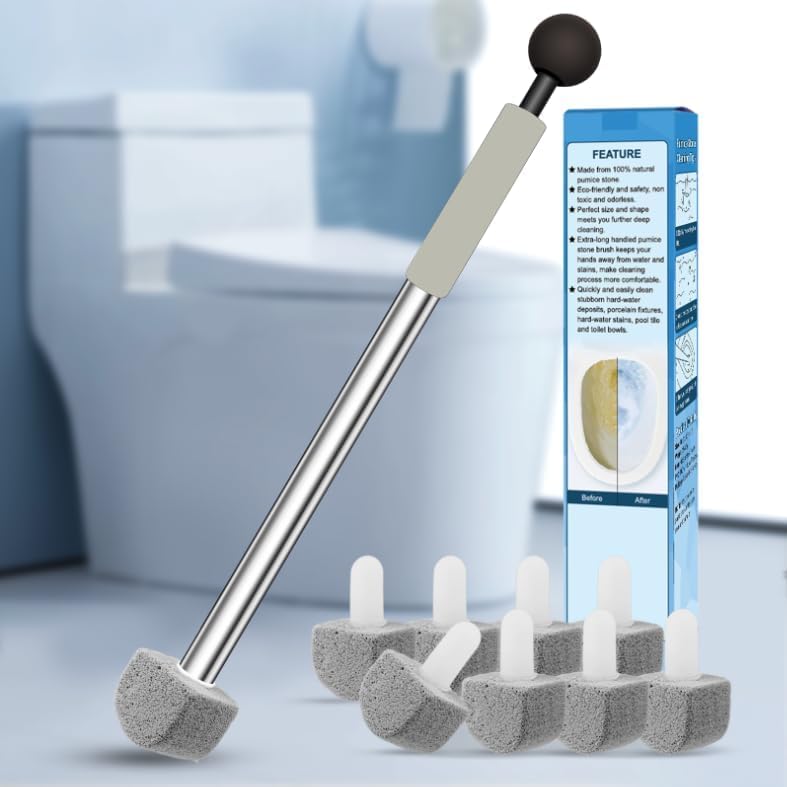 Pumice Stone Toilet Bowl Cleaner for Hard Water Ring & Stains | Removes hard water rings, calcium buildup & rust stains from toilet bowls without scratching porcelain.