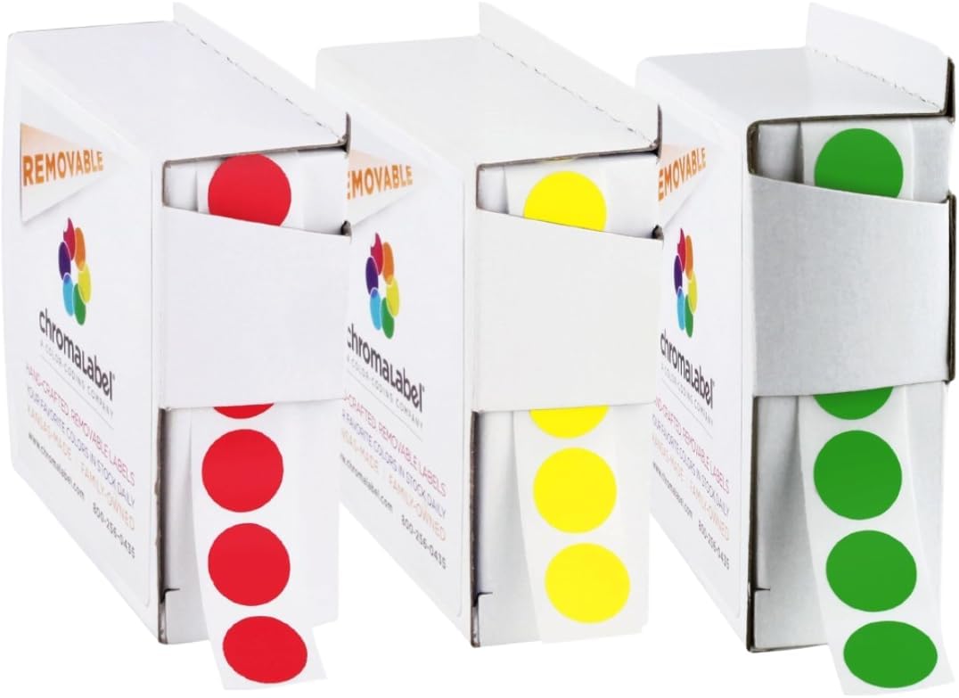 Removable Green Dot Stickers, 1/2 Inch, 1000/Box | Inventory Circle Labels with Removable Adhesive for Offices, Classrooms, Food Service, and Medical Settings. Made in USA