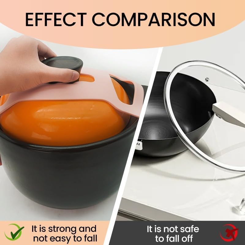 Silicone Lid Lock Strap for Crockpot Slow Cooker (6/7/8 Quart) - Universal Rubber Band Secure Lid Holder | Heat-Resistant, No-Spill Design Transport Accessories(Black)