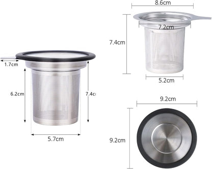 Tea Infuser, Extra Fine Mesh Tea Strainer with Silicone Lid, 304 Stainless Steel Tea Infusers for Loose Tea, Tea Steeper Basket Filter for Teapot, Mug, Cup