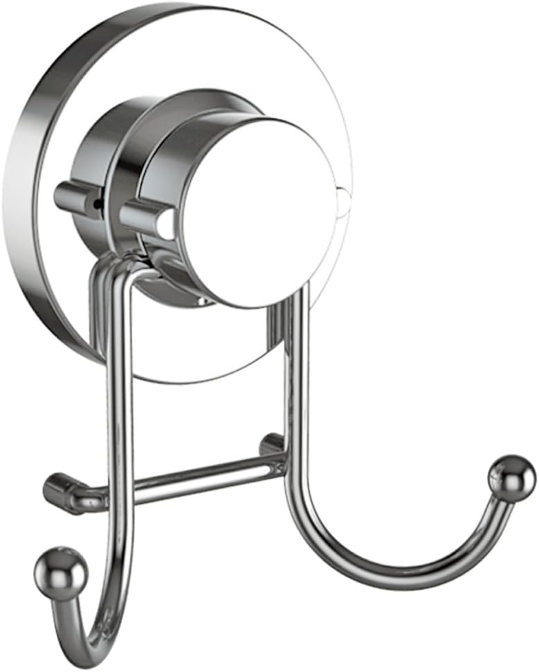 HOME SO Suction Cup Hooks for Shower & Bathroom Towel Holder 1-Pack Chrome | Waterproof Rustproof Multipurpose Organizer Hook for Hanging Loofah Robe Coat Bath Accessories on Tile Glass Door Mirror