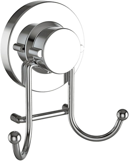 HOME SO Suction Cup Hooks for Shower & Bathroom Towel Holder 1-Pack Chrome | Waterproof Rustproof Multipurpose Organizer Hook for Hanging Loofah Robe Coat Bath Accessories on Tile Glass Door Mirror