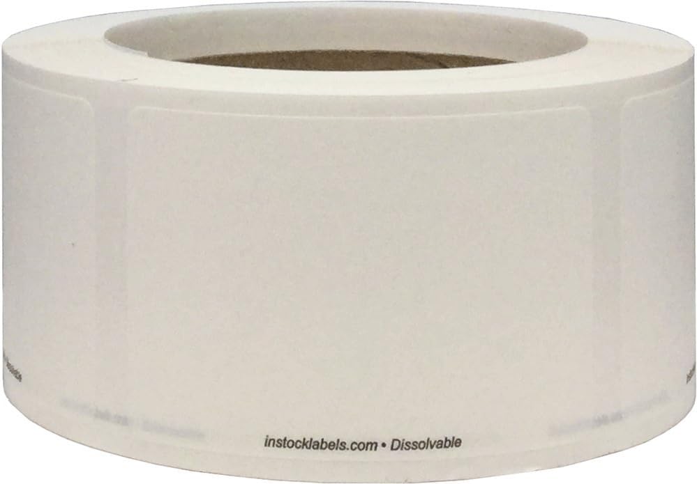 InStockLabels Dissolvable Food Storage Labels, 2 x 3 Inch, 500-Pack - Convenient Blank Adhesive Stickers for Organization and Food Rotation, Meal Prep Stickers Dissolve in Water