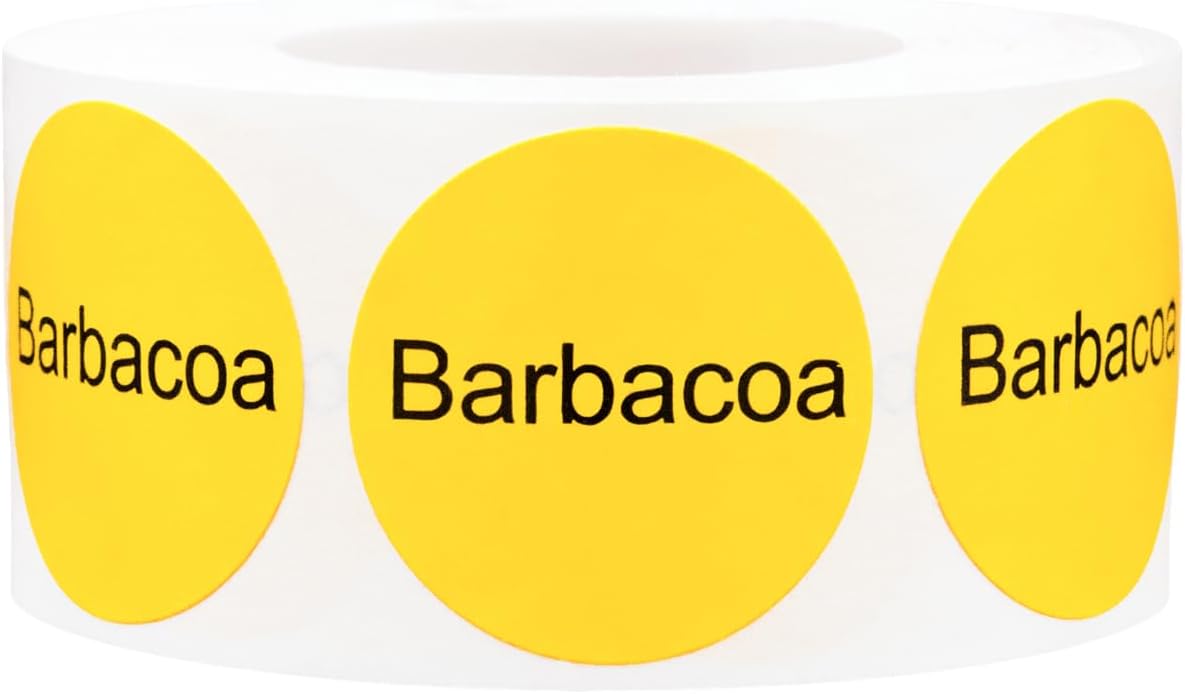 Yellow with Black Carnitas Circle Dot Adhesive Stickers, 1 Inch Round Labels, 500 Total Stickers