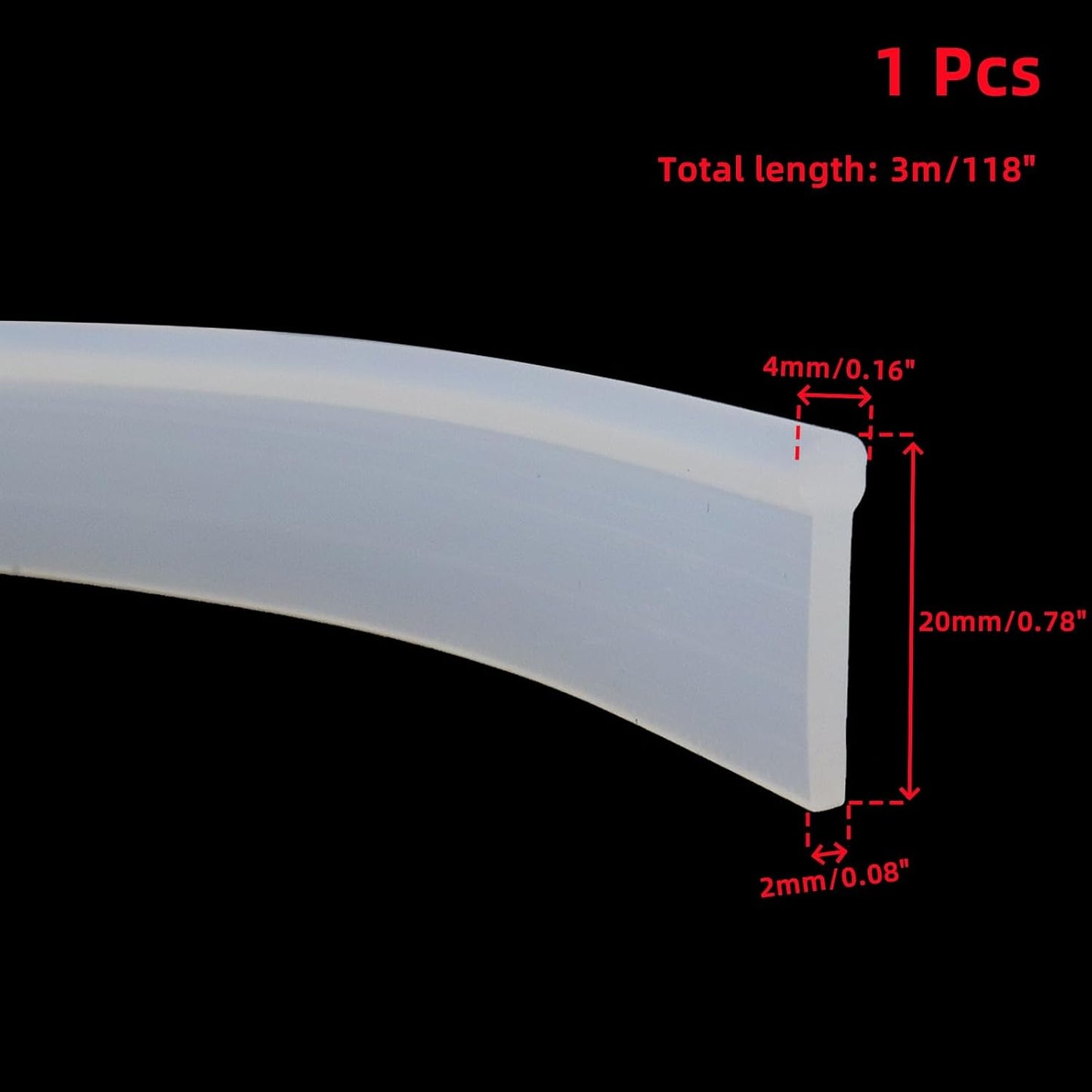Oedema 118 Inch Shower Door Bottom Seal Strip, Black | Silicone, Waterproof, Shower Sweep Weather Stripping, for House and Glass Doors