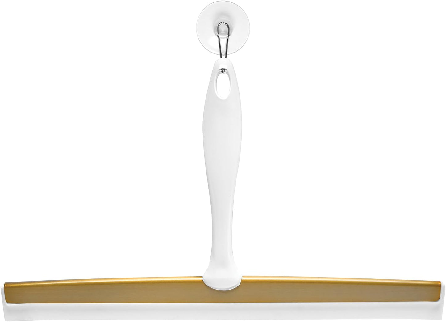 iDesign Zia Metal and Plastic Bathroom Squeegee for Shower, Glass Doors, Floors, Mirrors, with Suction Hook Holder , 12 Inches, Clear and Stainless Steel | Wall Hook Included