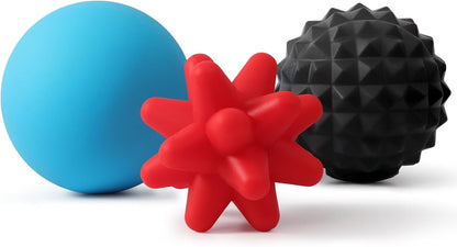 HODEMI Massage Ball Set, 3 Pack Spiky Ball, Lacrosse Ball & Peanut Massage Roller for Trigger Point Therapy, Deep Tissue Muscle Relaxation for Back, Neck, Hip, Leg & Foot with Mesh Bag