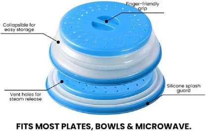 Collapsible Microwave Splatter Cover Microwave Cover for Food with Steam Vent Dishwasher-safe BPA-Free (Grey)