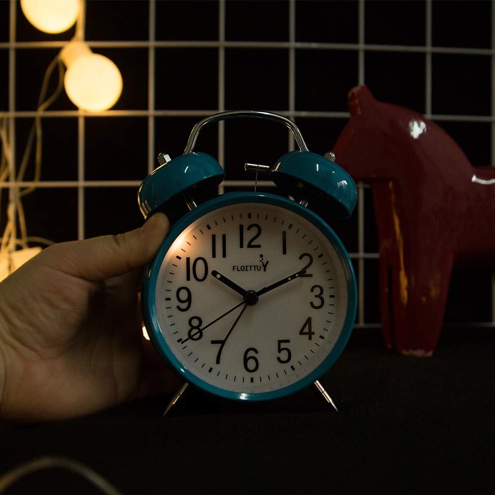 FLOITTUY Loud Alarm for Deep Sleepers 4'' Twin Bell Alarm Clock with Backlight for Bedroom and Home Decoration(Green)