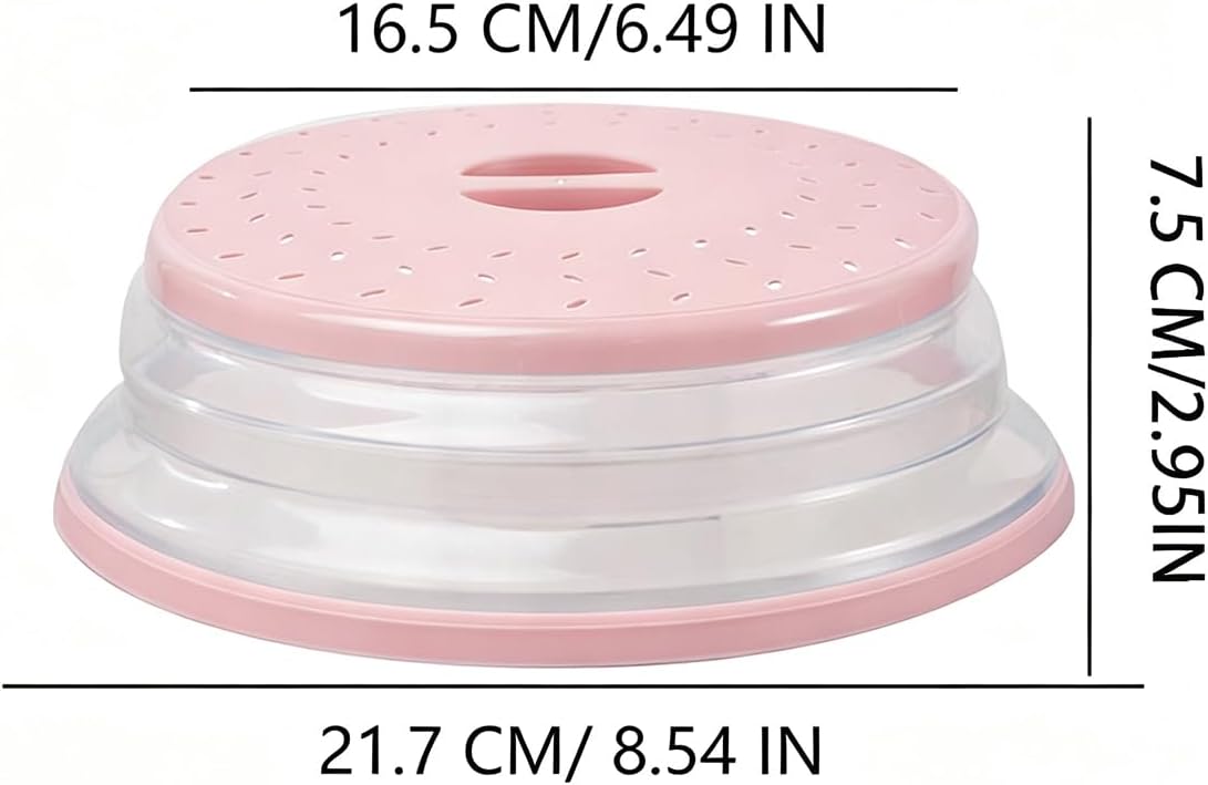 Collapsible Microwave Splatter Cover (12.4 IN,black) | Microwave Plate Cover With Steam Vent