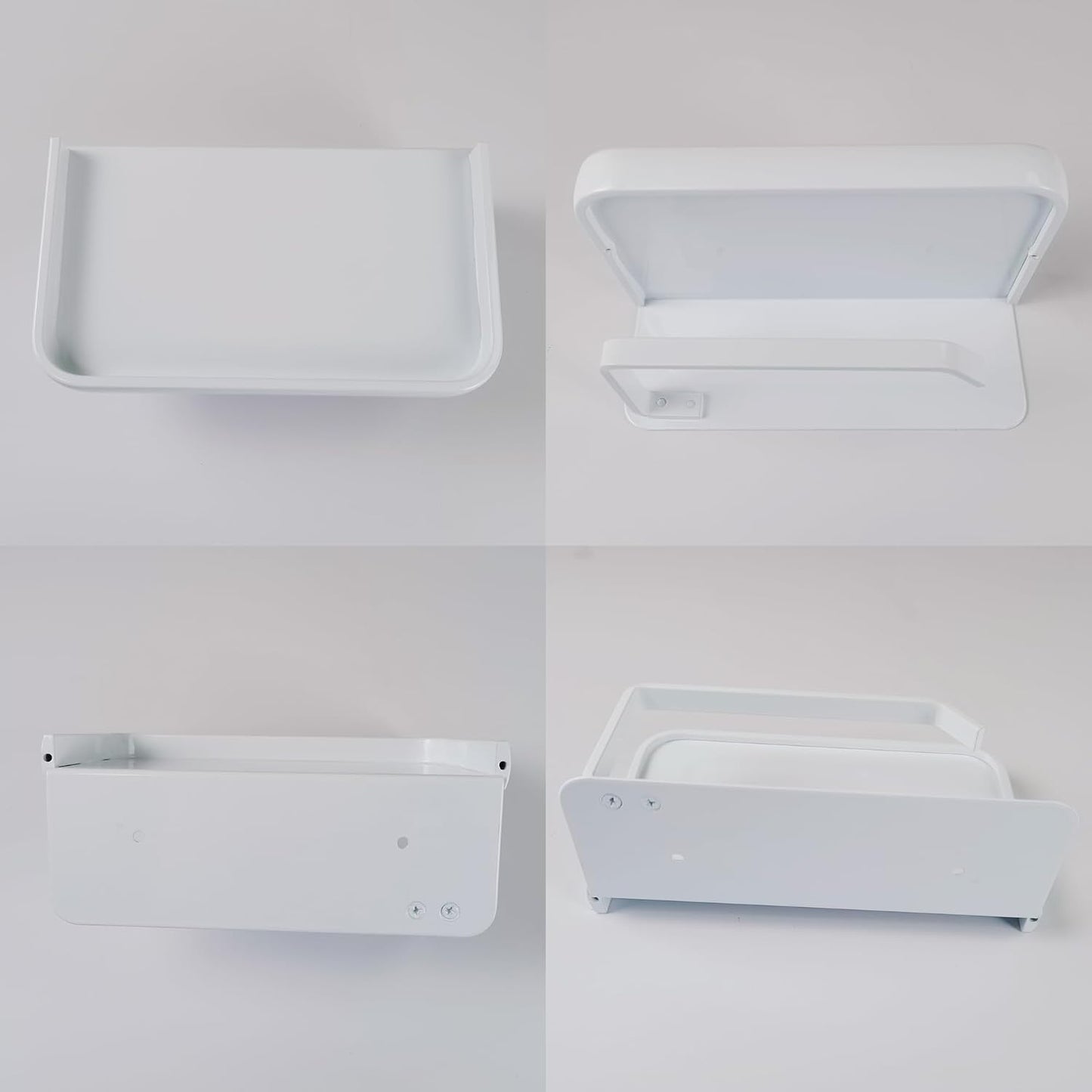 Toilet Paper Holder with Phone Shelf, Adhesive or Screw Wall Mount Toilet Tissue Roll Holder-White