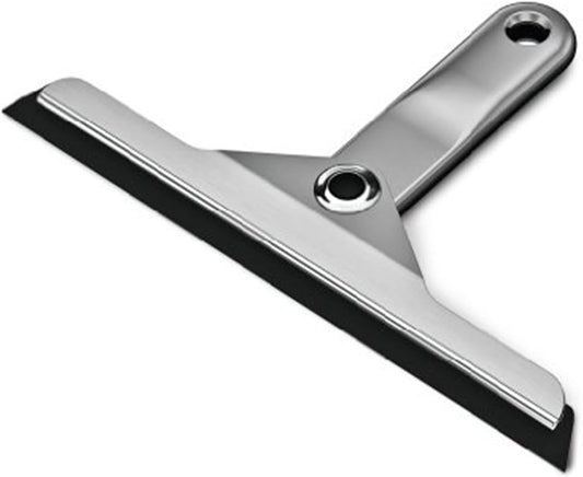 simplehuman Foldaway Shower Squeegee, Glass Squeegee for Bathroom Mirrors & Shower Doors, Weighted Handle for Streak-Free Clean, Suction Cup Hanger, Die-Cast Zinc & Anodized Aluminum
