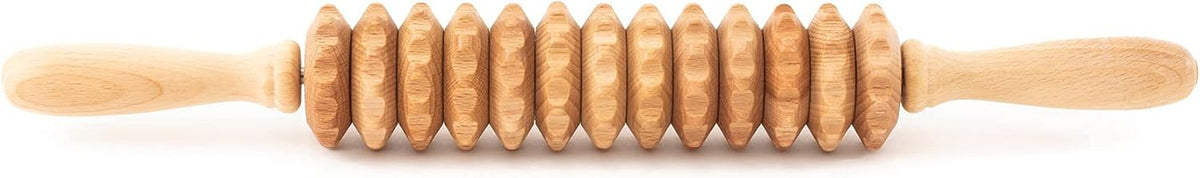 Wood Roller Massager for Body - 15.6 inch Lymphatic Drainage Manual Massage Tools for Sculpting, Muscle Shaping, Celulite Remover - Wooden Massage Tool for Manual Maderotherapy