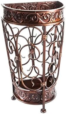 Super Quality Umbrella Stand, Umbrella Holder, Antique Look Metal, Entry Hallway Décor, Wallside Style, with Removable Drip Tray (Gold Brown)