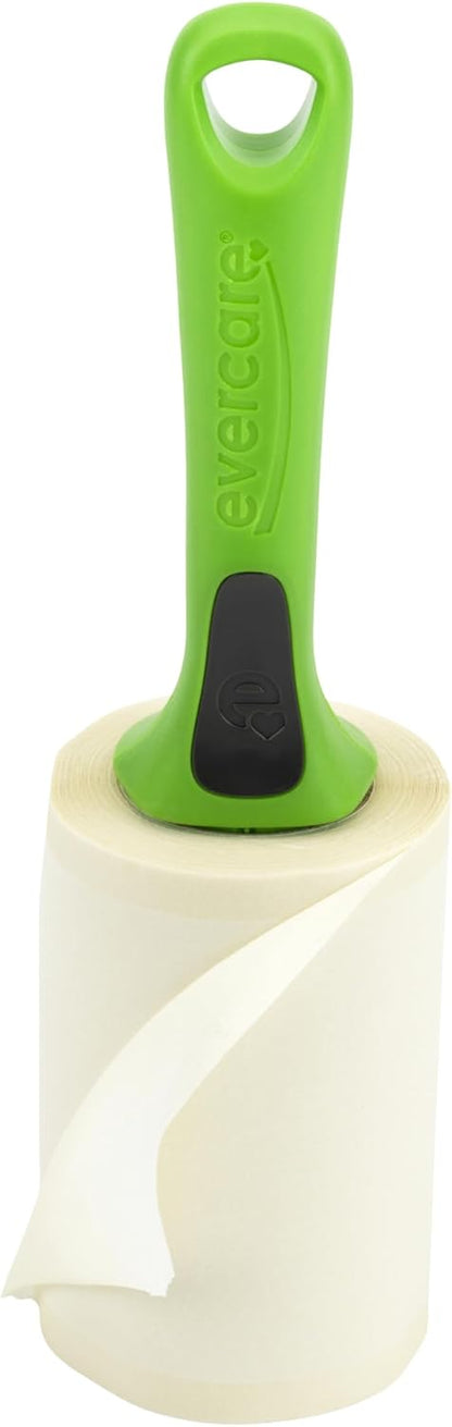 Evercare Pet Hair Lint Rollers All Purpose Use 100 Easy-Tear Sheets Per Roll Reusable Sticky Roller Pets Cat & Dog Hair Remover Contoured Handle For Furniture Clothing & Cars, Set of 3, Green