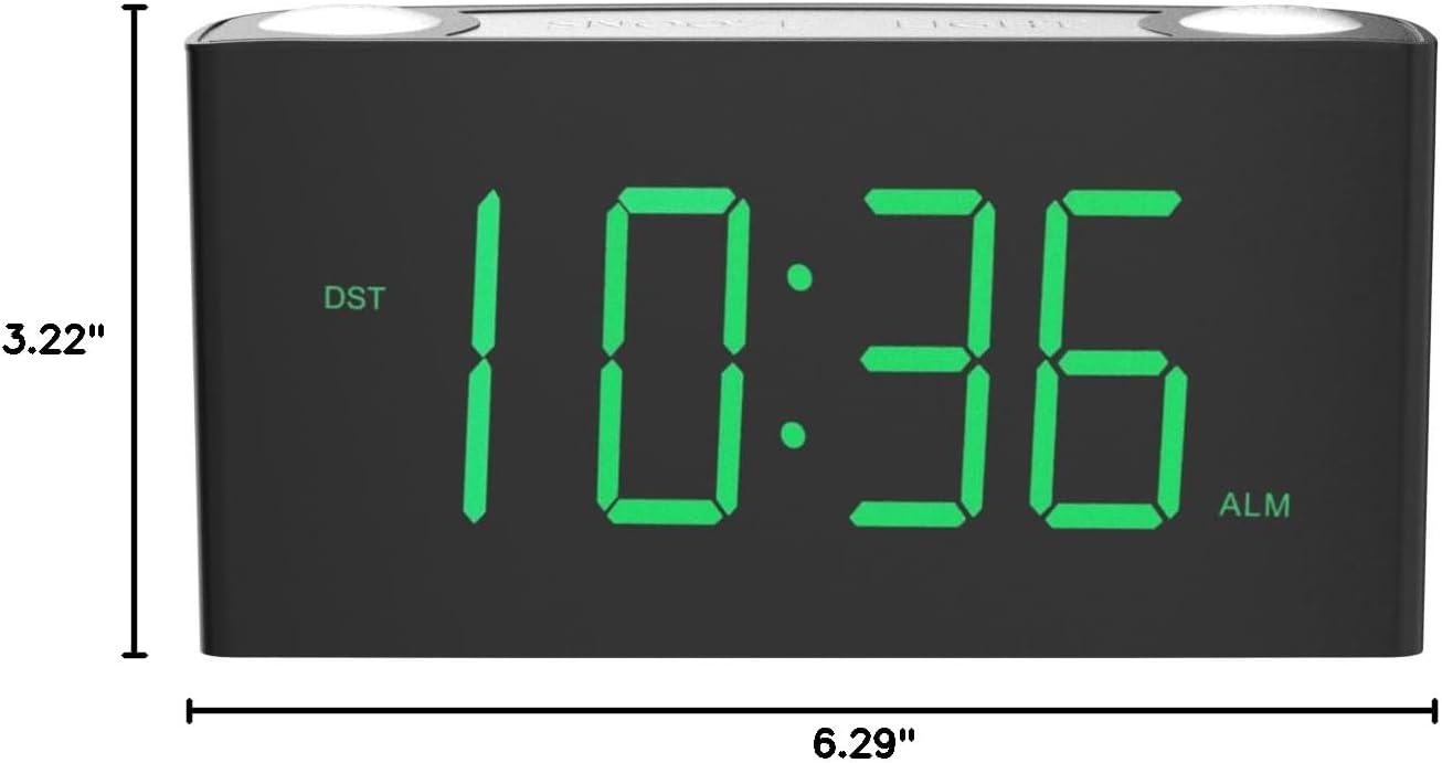 Extra Loud Vibrating Alarm Clock with Bed Shaker for Heavy Sleeper Deaf Hard of Hearing, Large LED Display Digital Clock for Bedroom,Dimmer,Night Light,USB Phone Charger,Battery Backup,Senior Teen Kid