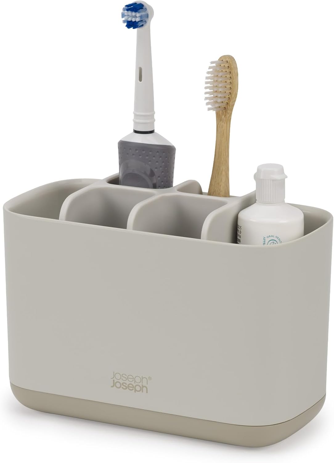 Joseph Joseph Easy-Store - Compact Toothbrush Holder Caddy Bathroom Storage , Grey/White, Regular