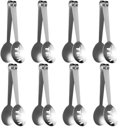 Cabilock Tea Bag Squeezer Tongs Stainless Steel Precise Grip 8pcs Ergonomic Design Easy to Clean Tea Bag Clip Tool for Kitchen and Entertaining Guests Suitable for Ice Cubes