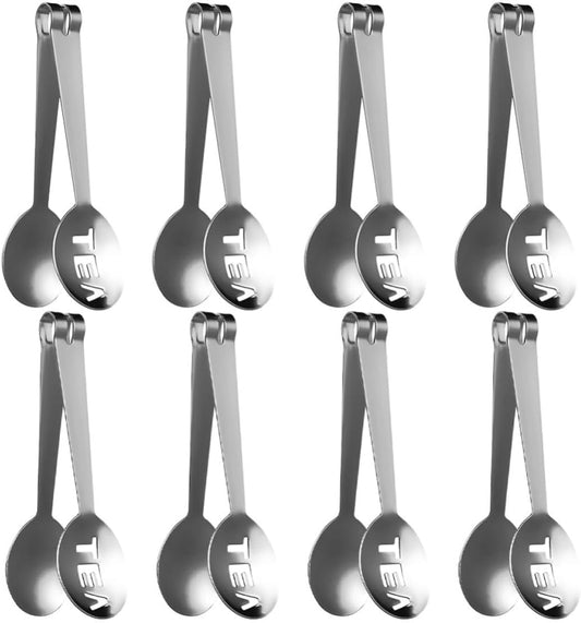 Cabilock Tea Bag Squeezer Tongs Stainless Steel Precise Grip 8pcs Ergonomic Design Easy to Clean Tea Bag Clip Tool for Kitchen and Entertaining Guests Suitable for Ice Cubes