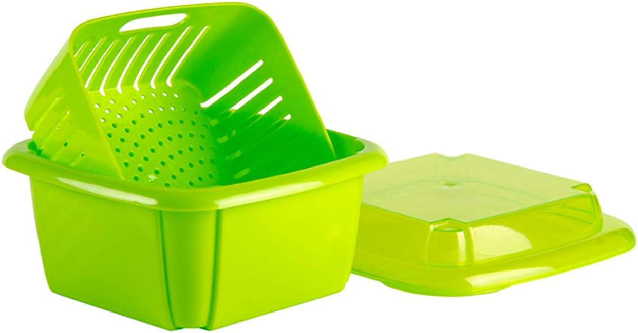 Hutzler 3-in-1 Berry Keeper Colander and Container, Keeps Berries Fresh Longer, 2 Pints, Apricot