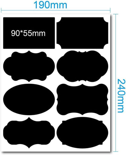 244 Pcs Erasable Chalkboard Label Removable Black Board Stickers Waterproof Chalk Labels Mason Jar Storage Stickers Decorative Blackboard Food Label with Markers for Storage Jars