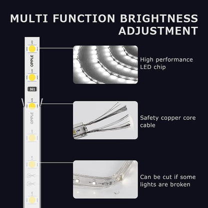 LED Light Strip Motion Sensor, USB Powered, Waterproof Rope Lights 6000K, Day and Night Modes Dimming, Indoor/Outdoor Use, Adhesive Tape 16.4ft