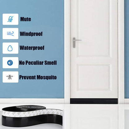Silicone Seal Strip,Weather Stripping for Door or Window,Weatherproof Soundproof Self Adhesive Door Strip Bottom, Door Draft Stopper Silicone Strip Tape (Black Length 16.5 Feet Width 45mm)