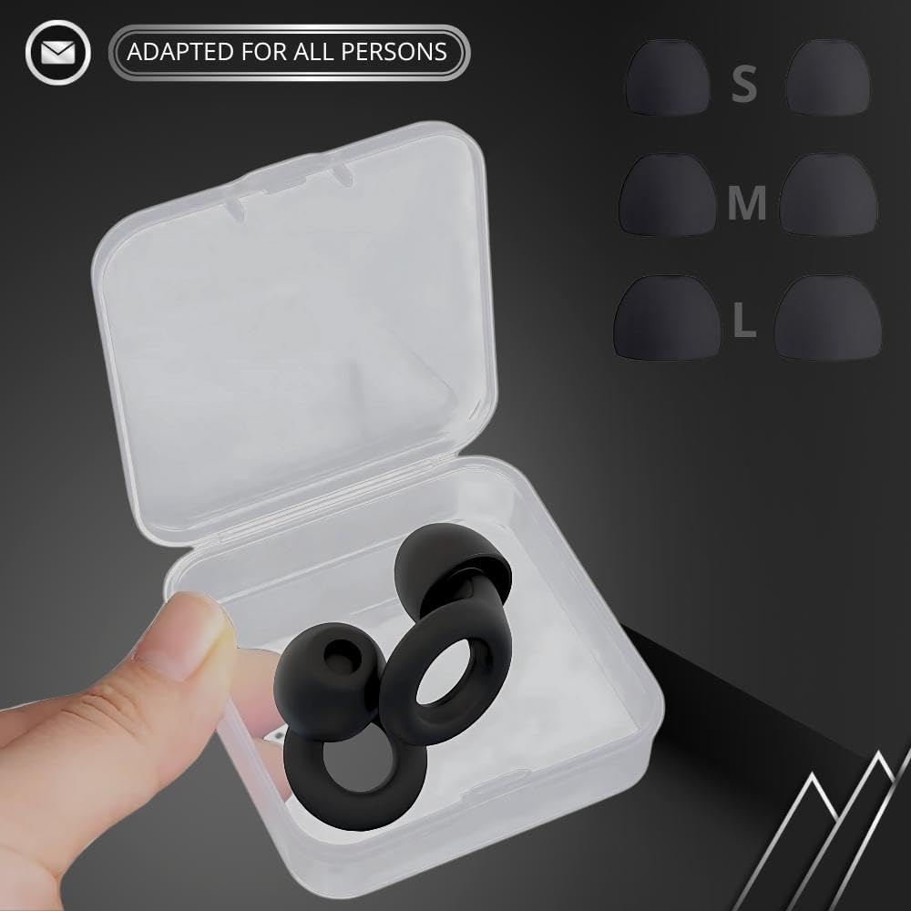 3D Contoured Sleep Mask with Earplugs Set - 100% Blackout Memory Foam Eye Mask for Sleeping - Soft Comfortable Night Blindfold for Side Sleepers, Men & Women, Travel & Shift Work (Black)