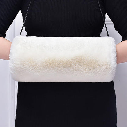 Faux Fur Hand Muffs for Women Winter Warm Arm Hand Warmer Gloves Arms Warmer Fluffy Warm Faux Fur Muffs with Strap