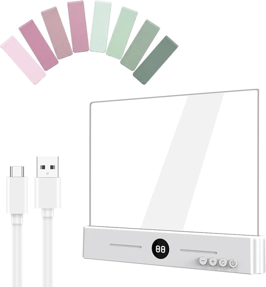 Book Page Light for Reading at Night, Flat Book Light for Bed, White | 8 Bookmarks, 3 Color Temperatures, Stepless Dimming, 1-99 Min Timer, 1200mAh, Rechargeable, Portable Design for Book Lovers