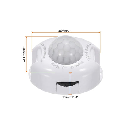 MECCANIXITY DC 5V-24V PIR Motion Activated Sensor Switch for Kitchen Cabinet LED Strip Light, with Light Sensor White