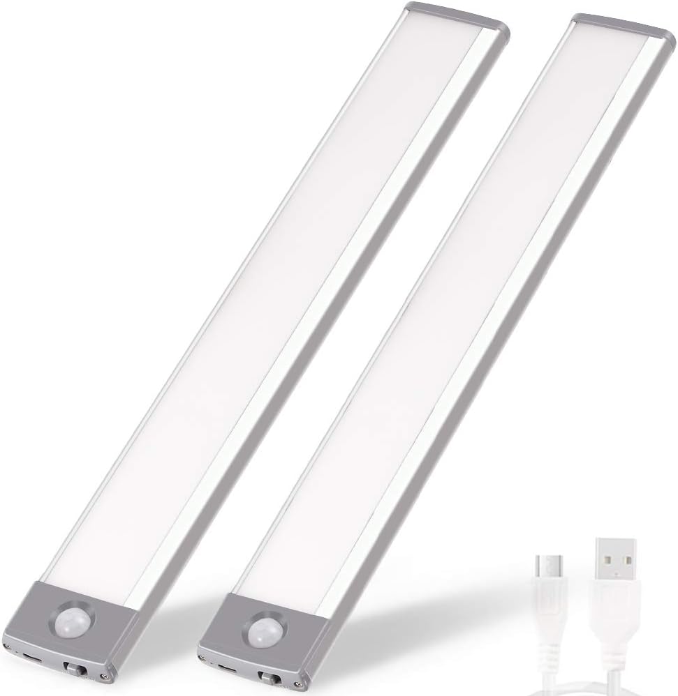 Rechargeable Motion Sensor Led Lights Ultra Thin Softer Under Counter 54-LED Closet Lighting Battery Operated Light Kitchen Under Cabinet Lighting Stick On Lights Night Light Wireless Light (2PACK)