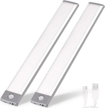 Rechargeable Motion Sensor Led Lights Ultra Thin Softer Under Counter 54-LED Closet Lighting Battery Operated Light Kitchen Under Cabinet Lighting Stick On Lights Night Light Wireless Light (2PACK)